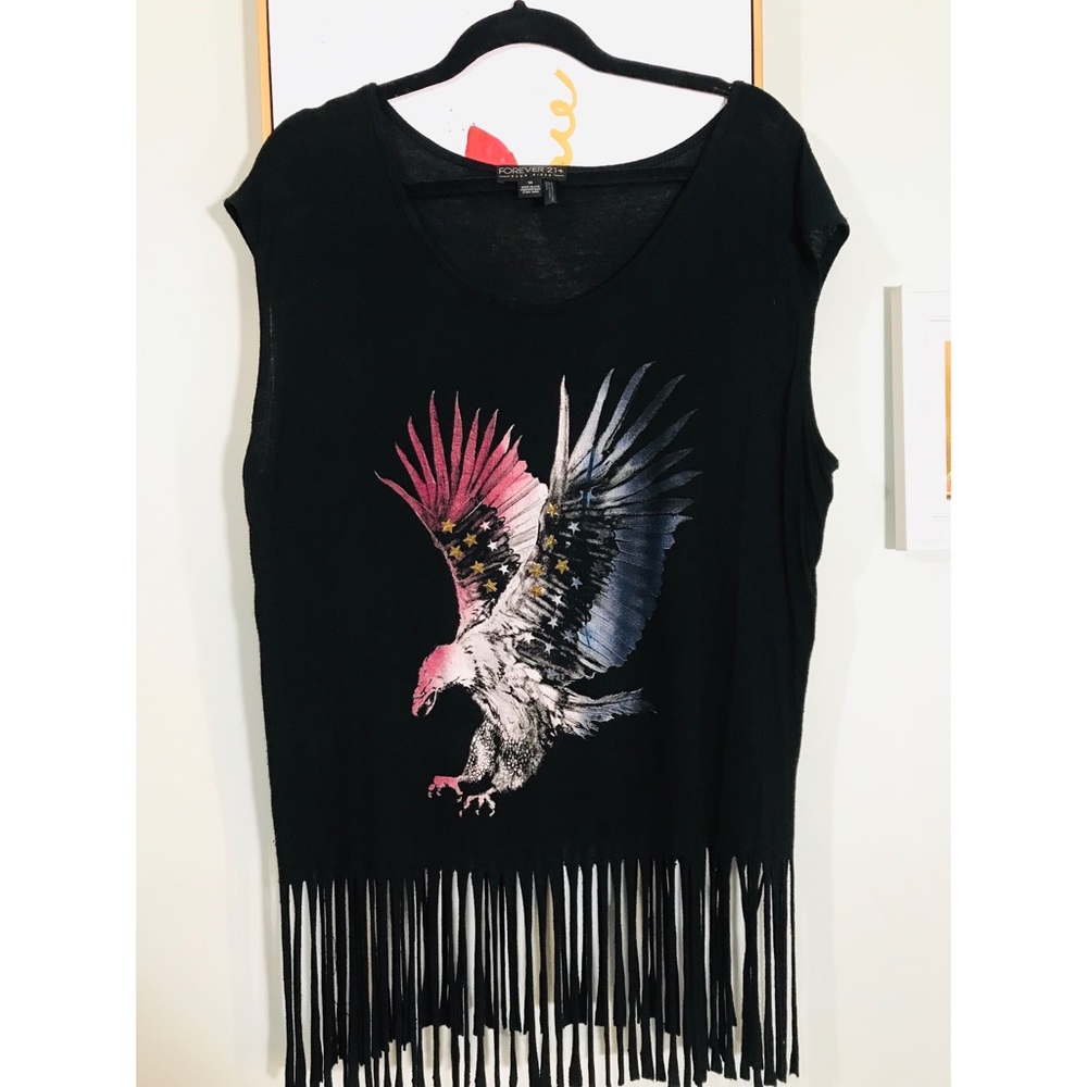 Eagle Star Americana Distress Fringe Shirt